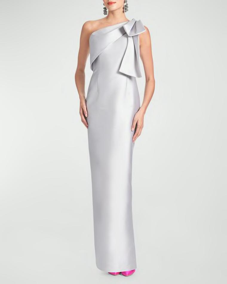 Bonnie One-Shoulder Bow Column Gown by SACHIN BABI
