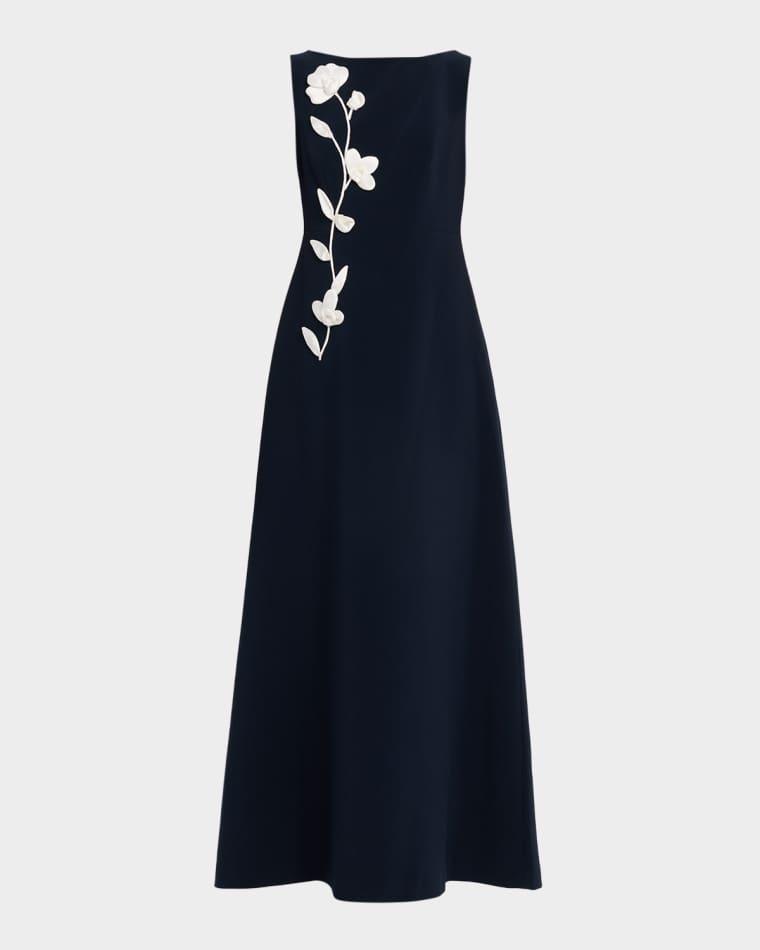 Bateau-Neck Floral Applique Gown by SACHIN&BABI