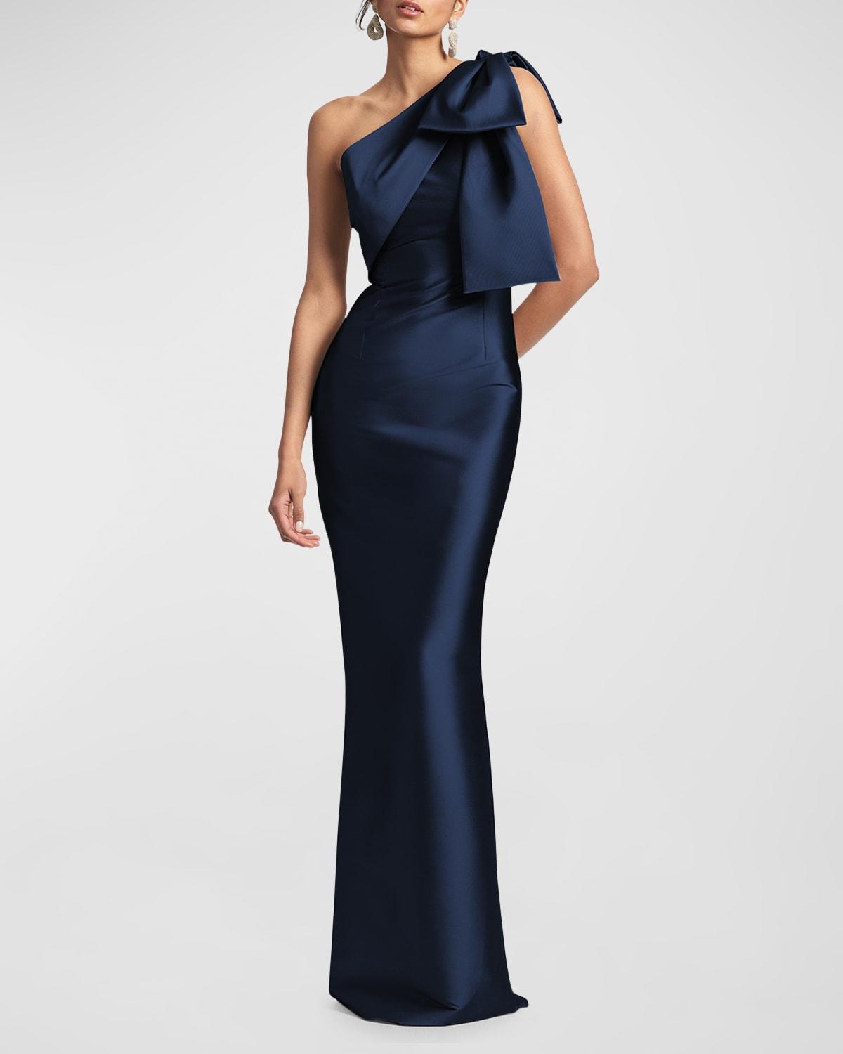 Bonnie One-Shoulder Bow Column Gown by SACHIN&BABI
