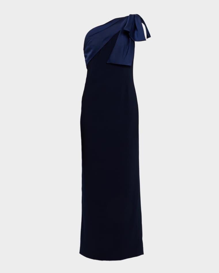 Estrella Draped One-Shoulder Column Gown by SACHIN&BABI