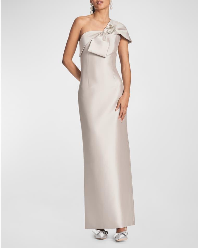 Ines One-Shoulder Bow Column Gown by SACHIN&BABI