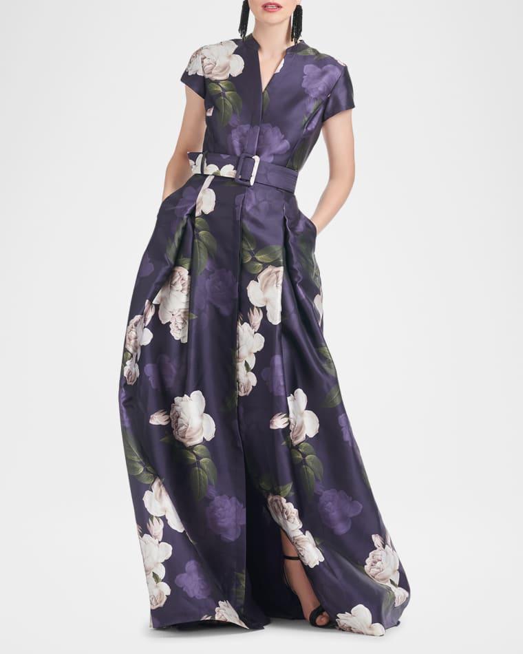 Marta Pleated Floral-Print Shirt Gown by SACHIN&BABI