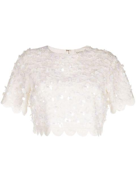 Naya floral-appliqué crop top by SACHIN&BABI