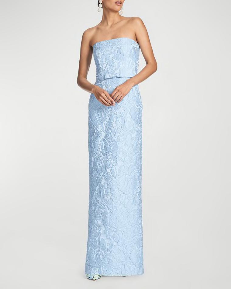 Strapless Floral Jacquard Column Gown by SACHIN&BABI