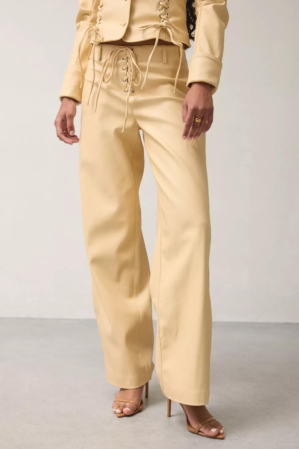 SAEMDI Gia Honey Faux Leather Pants by SAEMDI