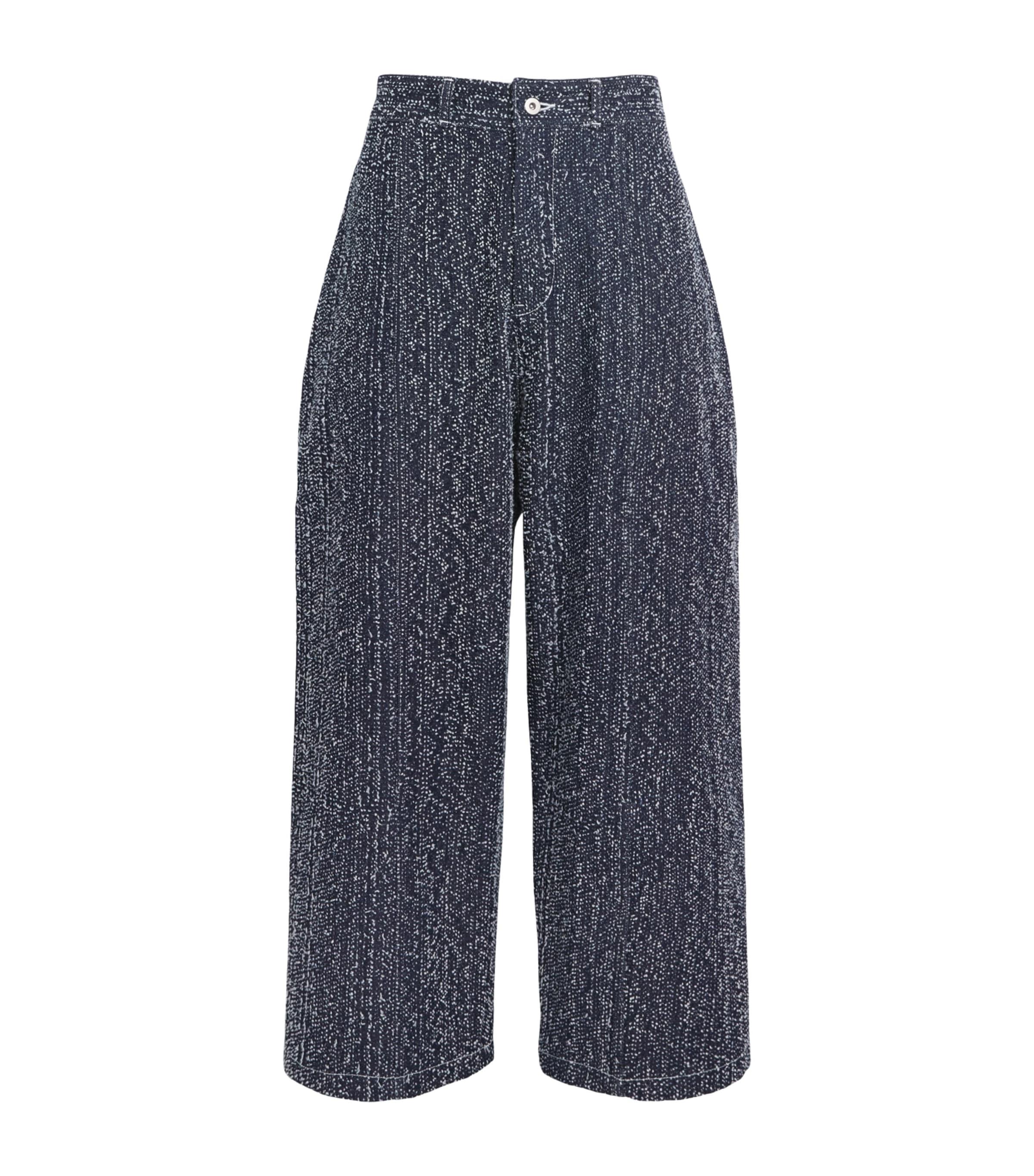 Sage Nation Denim Speckled Box-Pleat Trousers by SAGE NATION