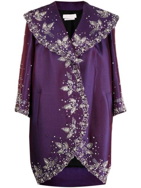 Mikado beaded satin-finish jacket by SAIID KOBEISY
