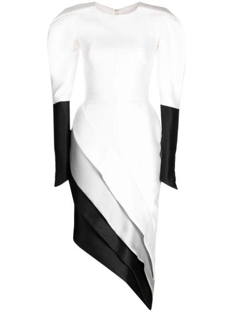 Mikado panelled piqué midi dress by SAIID KOBEISY