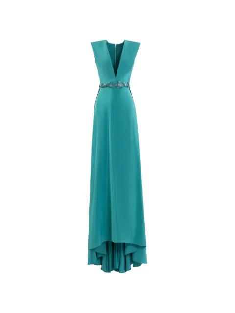 V-neck floral-belt maxi dress by SAIID KOBEISY