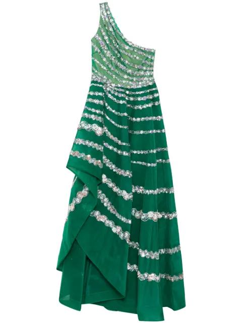 bead-embellished asymmetric dress by SAIID KOBEISY
