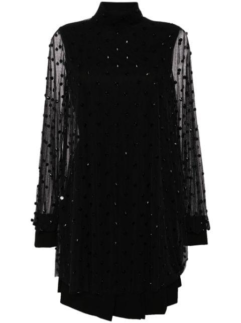 bead-embellished layered dress by SAIID KOBEISY