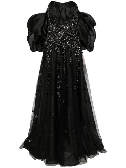 bead-embellished organza gown by SAIID KOBEISY