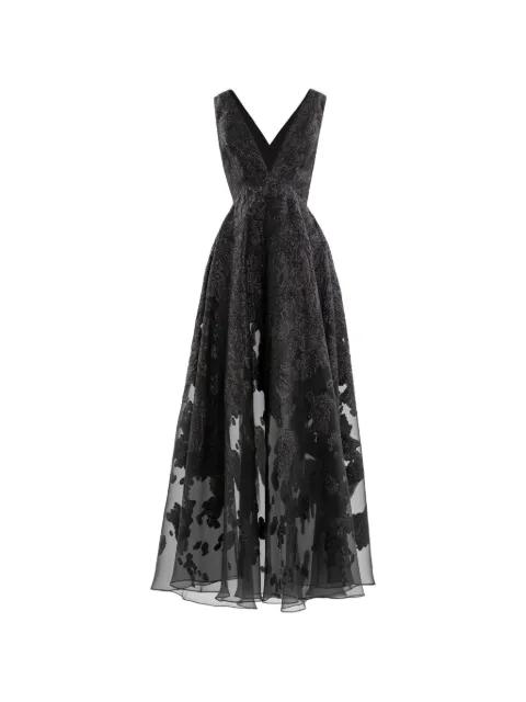 brocade V-neck maxi dress by SAIID KOBEISY