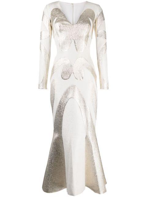 brocade-effect long-sleeve dress by SAIID KOBEISY