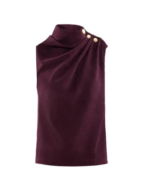 button-embellished pleated top by SAIID KOBEISY