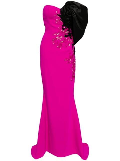 crepe straight fit gown by SAIID KOBEISY