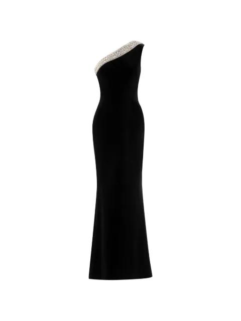 crystal one-shoulder maxi dress by SAIID KOBEISY