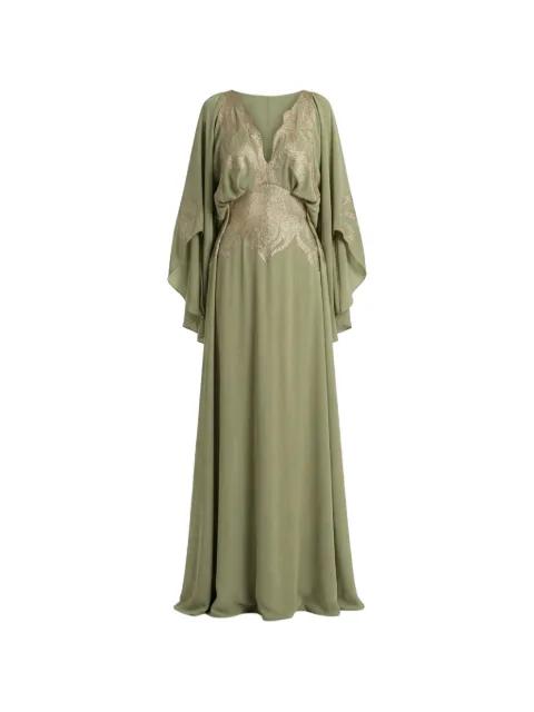 embellished-upper V-neck gown by SAIID KOBEISY