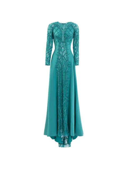 embroidered geometric maxi dress by SAIID KOBEISY