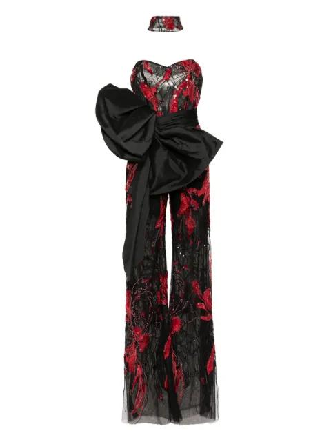 embroidered strapless jumpsuit by SAIID KOBEISY