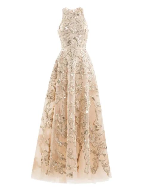embroidered-tulle maxi dress by SAIID KOBEISY