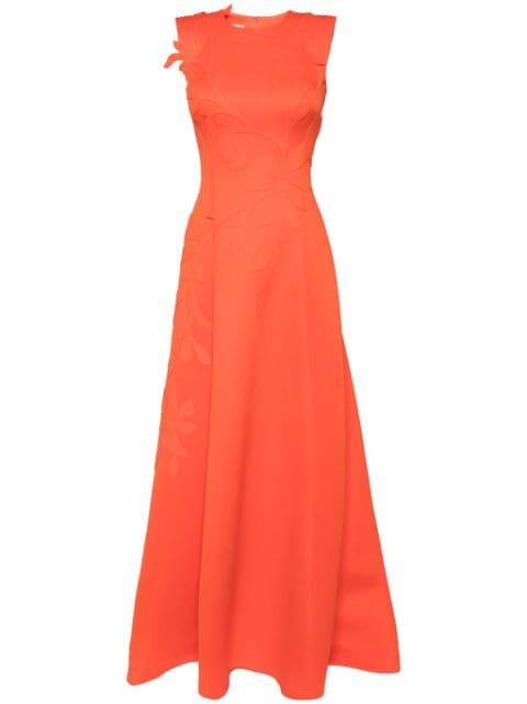 floral-detail neoprene gown by SAIID KOBEISY