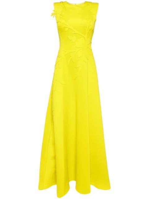 floral-embroidered neoprene gown by SAIID KOBEISY