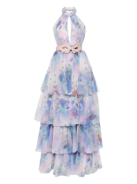 floral-print tulle dress by SAIID KOBEISY