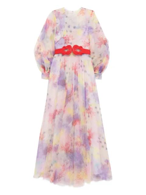 floral-printed tulle gown by SAIID KOBEISY