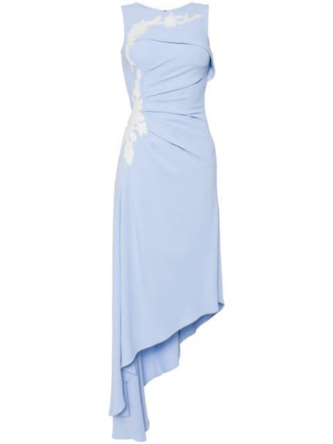 gathered crepe asymmetric dress by SAIID KOBEISY