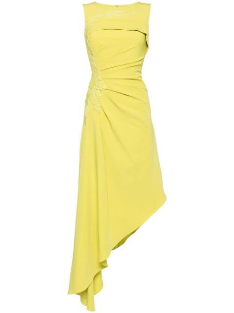 gathered crepe asymmetric dress by SAIID KOBEISY