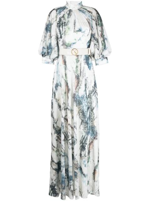 graphic-print sequin embellished dress by SAIID KOBEISY