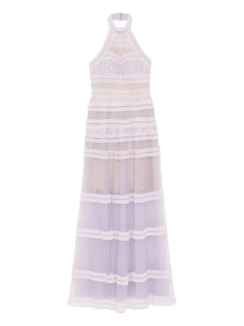 high-neck lace maxi dress by SAIID KOBEISY