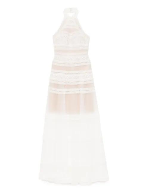 high-neck lace maxi dress by SAIID KOBEISY