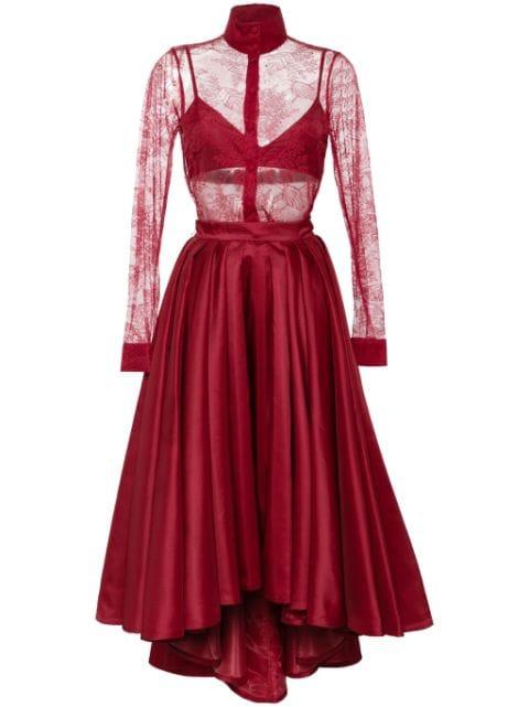 lace pleated playsuit by SAIID KOBEISY