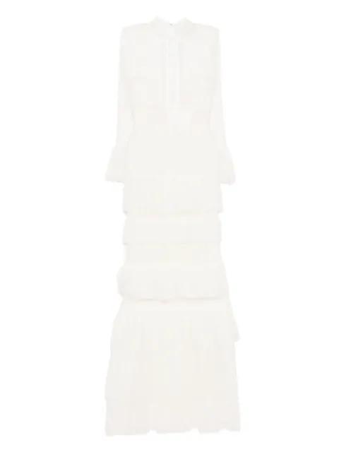 lace ruffled long dress by SAIID KOBEISY