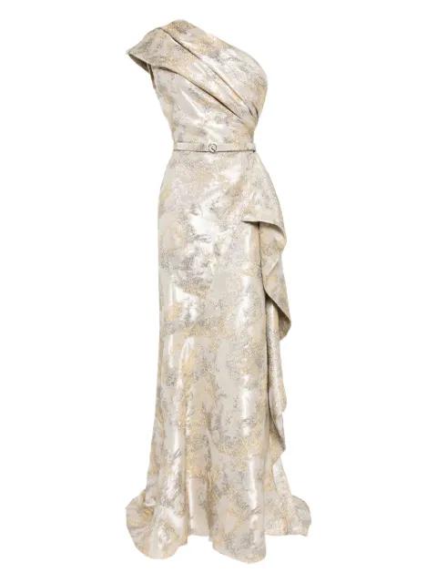 one -shoulder brocade dress by SAIID KOBEISY