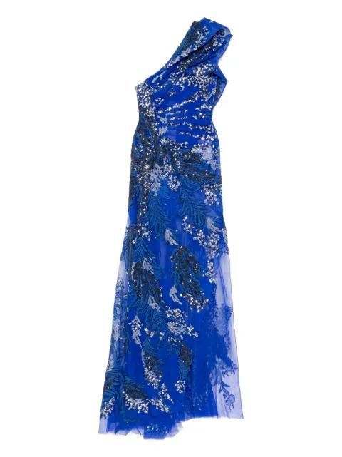 one-shoulder embroidered dress by SAIID KOBEISY