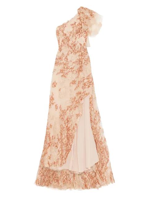 one-shoulder embroidered dress by SAIID KOBEISY