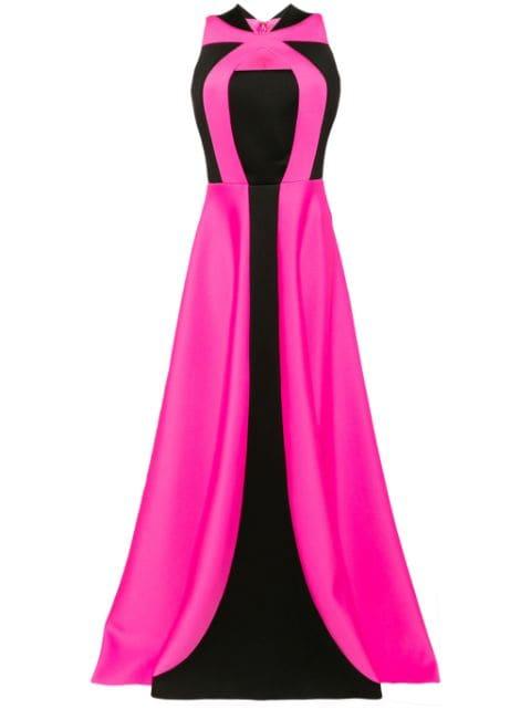 panelled belted gown by SAIID KOBEISY