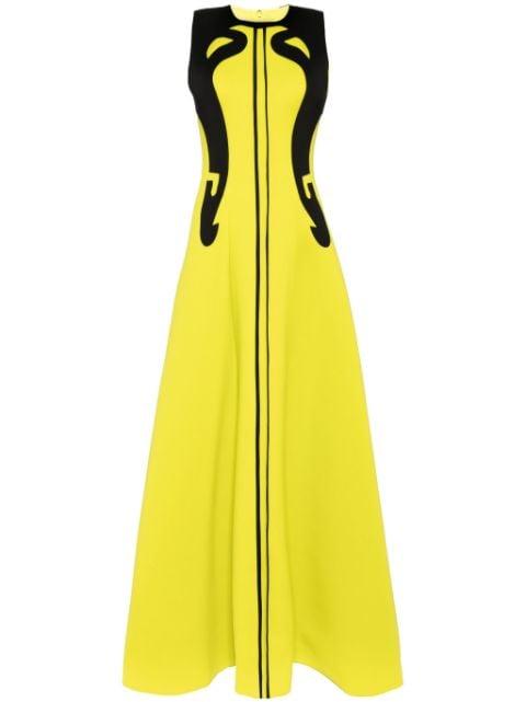 panelled neoprene gown by SAIID KOBEISY