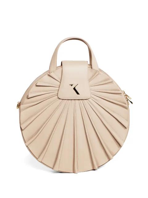 pleated round calfskin bag by SAIID KOBEISY