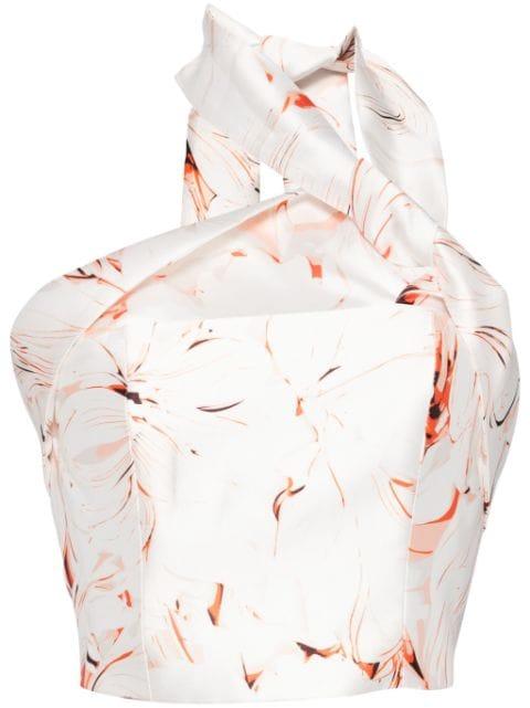 printed strapless top by SAIID KOBEISY