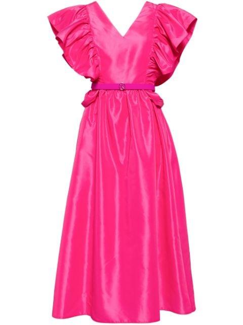 ruffled taffeta midi dress by SAIID KOBEISY