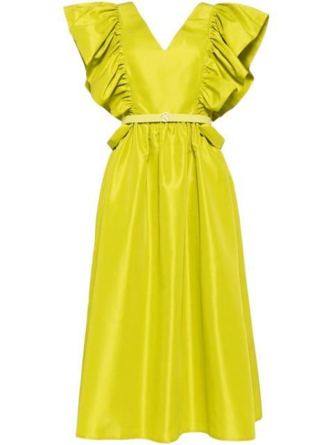 ruffled taffeta midi dress by SAIID KOBEISY