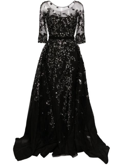 sequin-embellished tulle gown by SAIID KOBEISY
