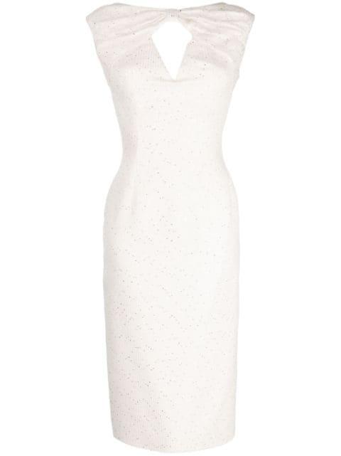 sequin-embellished tweed midi dress by SAIID KOBEISY