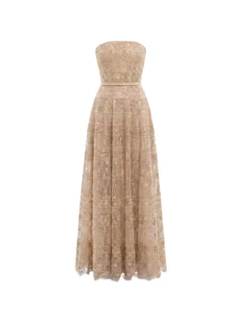 strapless beaded tulle dress by SAIID KOBEISY