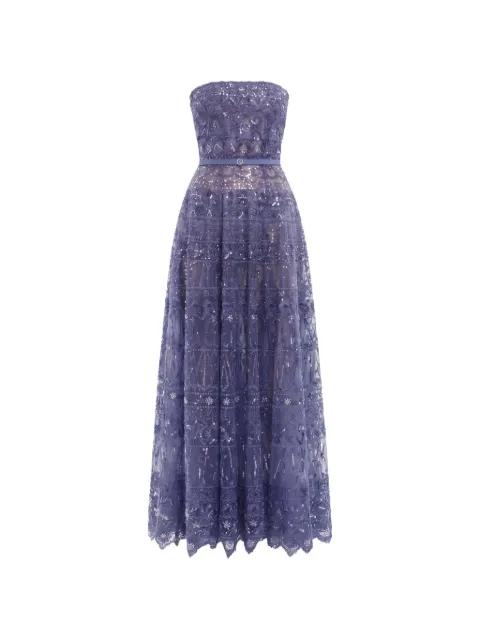 strapless beaded-tulle maxi dress by SAIID KOBEISY