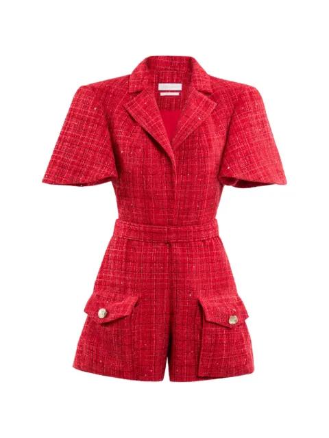 tweed belted jumpsuit by SAIID KOBEISY